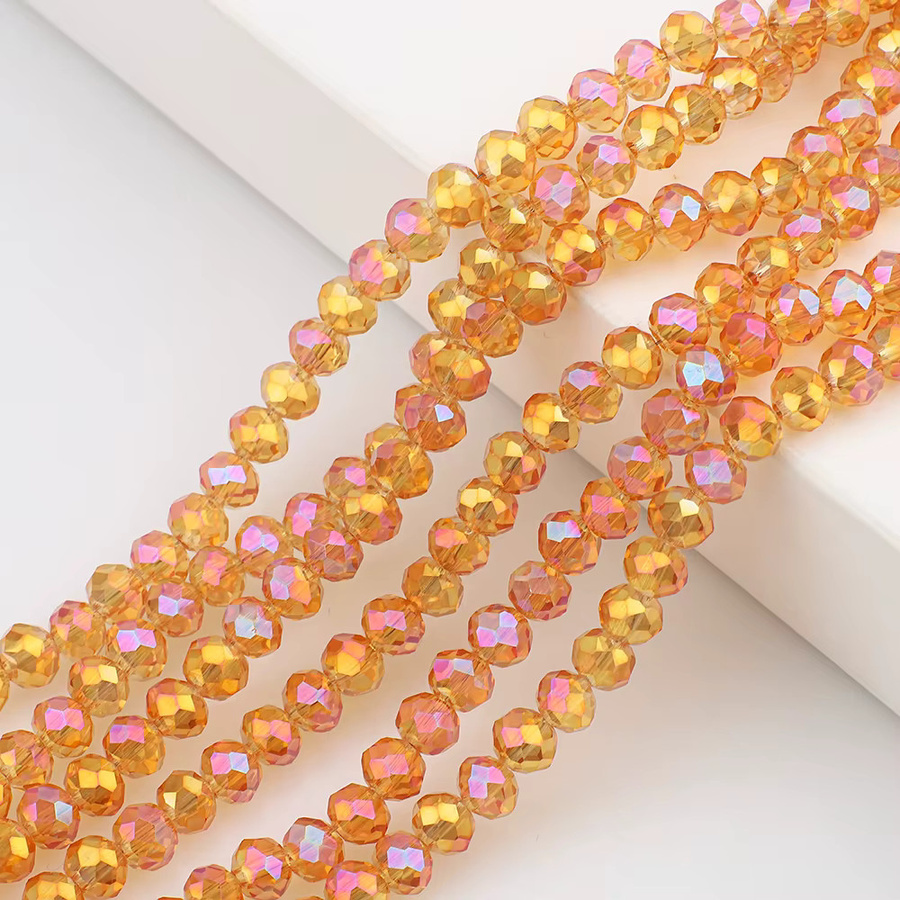 YUANZHIRUN Glas Spacer-Perlen, Gold Rose, Rondelle, Facettiert - Bild 5
