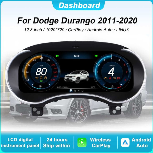 Digitales Kombiinstrument für Dodge Durango 2011-2020 mit kabellosem CarPlay und Android Auto, Schwarz - Bild 1