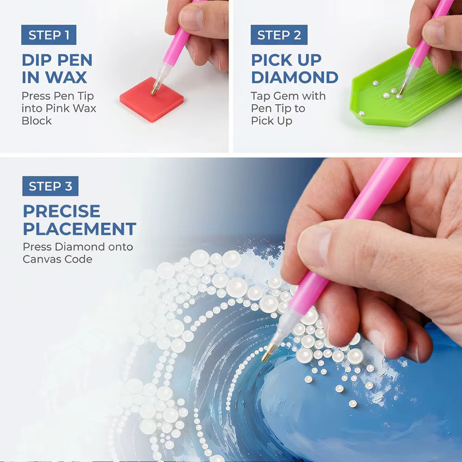 HUACAN Diamantmalerei DIY Set Wellenlandschaft Küstenmotiv in Blau - Bild 6