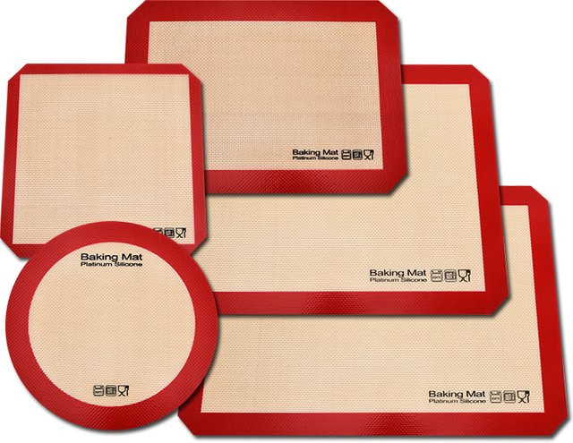 JINFEIFAN 5er Set Silikon-Backmatten aus Fiberglas, rot, antihaftbeschichtet, rechteckig - Bild 1