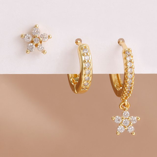 Maodane Creolen-Set Edelstahl, Zirkonia, Gold, Damen - Bild 1