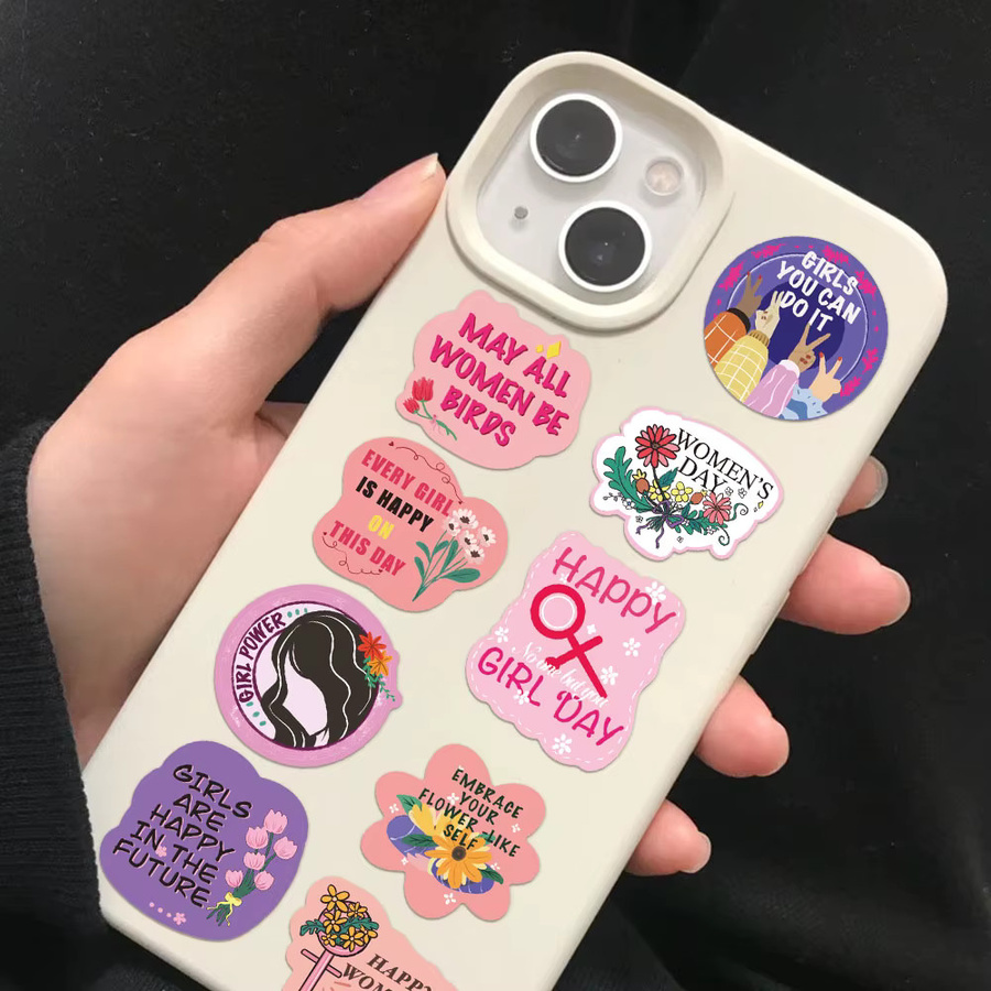 500 Stück dekorative Aufkleber zum Frauentag mit 10 verschiedenen Designs in Mehrfarbig, Durchmesser: 2,5 cm - Bild 3