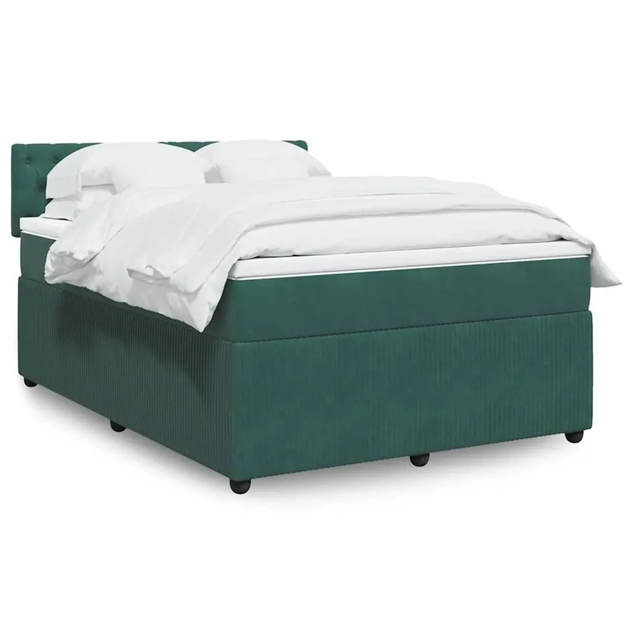 vidaXL Boxspringbett mit Matratze aus Samt in Dunkelgrün mit USB-Ladeport und Unterbettbeleuchtung B/T: 160 x 200 cm - Bild 2