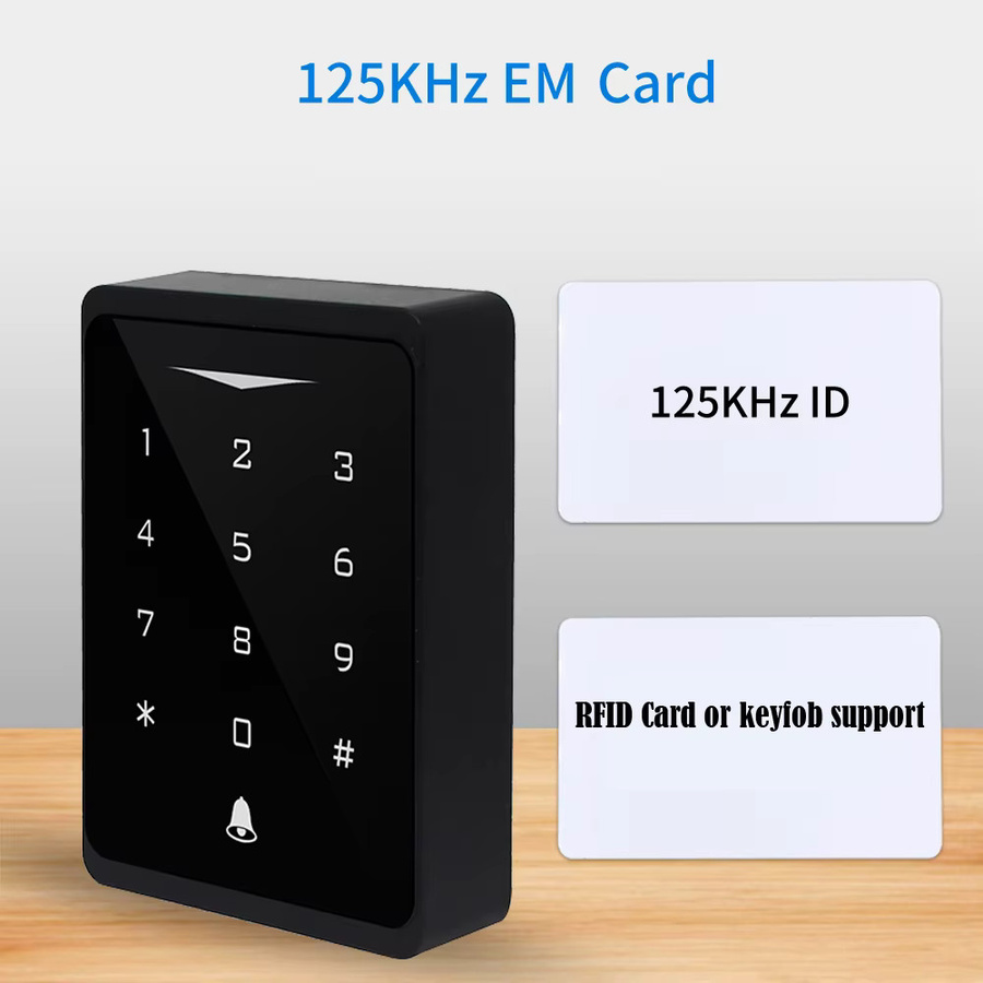 LUCKING DOOR Zugangskontrollsystem mit Tuya-App-Unterstützung, 2,4G WLAN, RFID-Tastatur und hintergrundbeleuchtetem Touchscreen, IP66 wasserdicht, 125 kHz EM-Kartenleser, WG 26 Bit, Schwarz - Bild 5