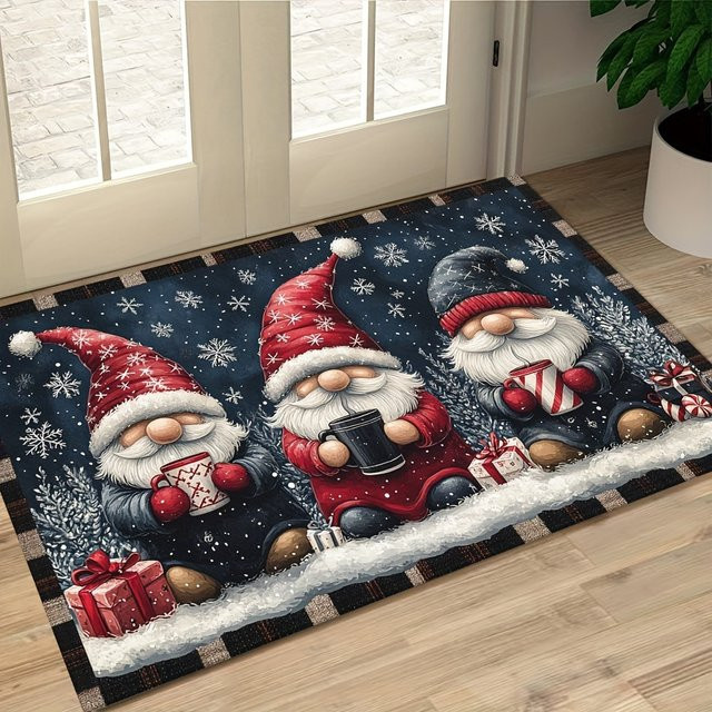 VIKAMA Weihnachtszwerg Fußmatte als Weihnachtsdekoration für drinnen und draußen - Bild 1