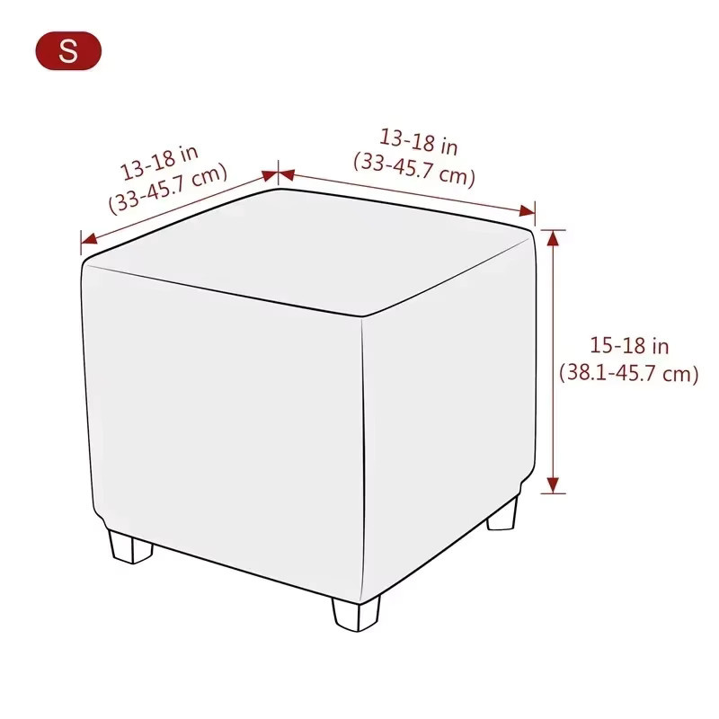 WANERQU Nordischer Jacquard Ottoman-Hocker-Bezug mit elastischem Stretch-Material für quadratische Fußhocker - Bild 2