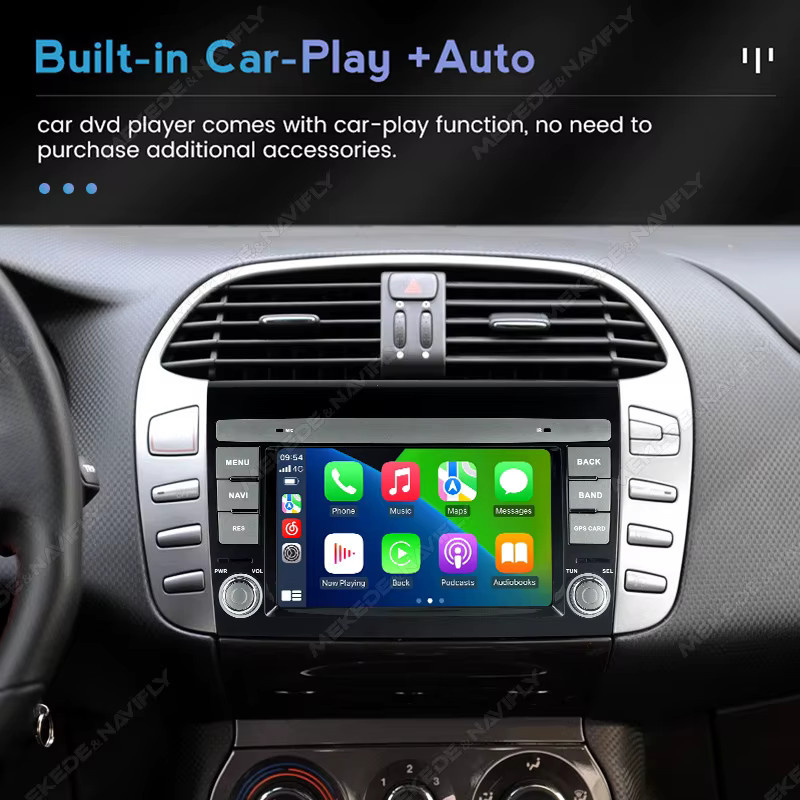STRONGNAVI Android 15 Autoradio mit 7 Zoll Display für Fiat Bravo 2007-2014, Kabelloses CarPlay und Android Auto, GPS-Navigation und FM, Schwarz - Bild 4