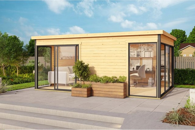 Lasita Gartenhaus Domeo 3 in Natur/Unbehandelt mit modernem Dom-Design, Farbe: Braun - Bild 1