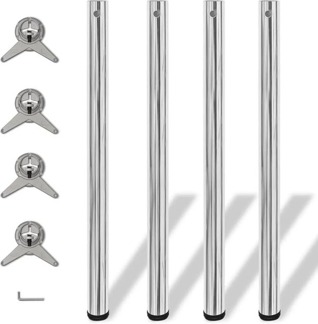 vidaXL 4er Set höhenverstellbare Tischbeine aus Stahl in Chrom-Optik, Höhe: 87 cm - Bild 1