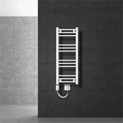 LuxeBath Elektrischer Badheizkörper Weiß mit Heizstab 600W und Seitenanschluss, B: 30 cm, H: 80 cm - Bild 1