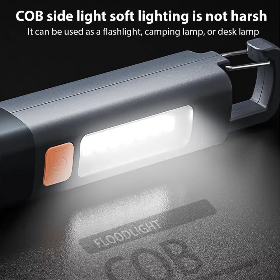 NEWBIRTH LED Taschenlampe mit USB-Aufladung, tragbare Outdoor-Campinglampe mit COB-Seitenlicht und Teleskopfokus aus ABS-Kunststoff - Bild 4