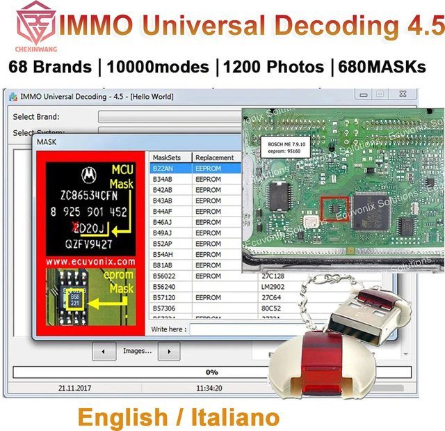 ITCARDIAG Immo Universal Decoding 4,5 Software mit Dongle zur Immo Off Funktion und EEPROM Checksum Berechnung für EDC17 - Bild 1