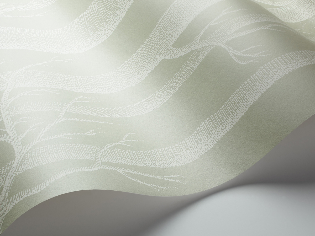 Cole & Son Tapete Woods Icons in Old Olive Green mit floralem Muster - Bild 1