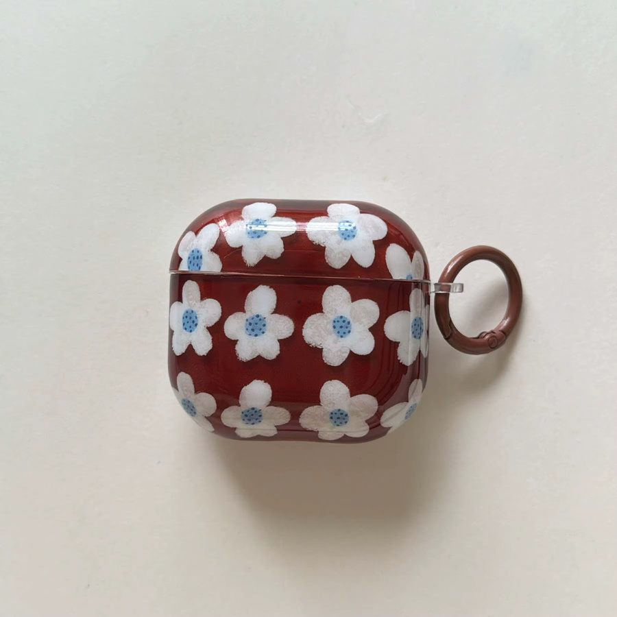 Braune Bluetooth-Kopfhörerhülle mit niedlichem Cartoon-Blumen-Design für Apple AirPods 4 Pro 2 3 1 - Bild 3
