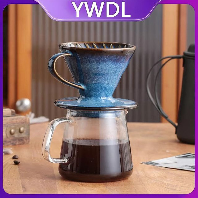 YWDL Keramik-Kaffeefilterbecher in Blau, Wiederverwendbarer V-Form Trichterfilter für Kaffee - Bild 1