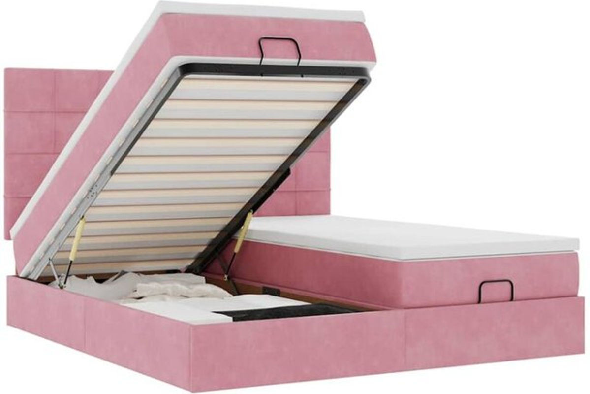 Vidaxl Ottoman Polsterbett mit Matratze aus Samt in Rosa, B/T/H: 180 x 200 x 128 cm - Bild 1