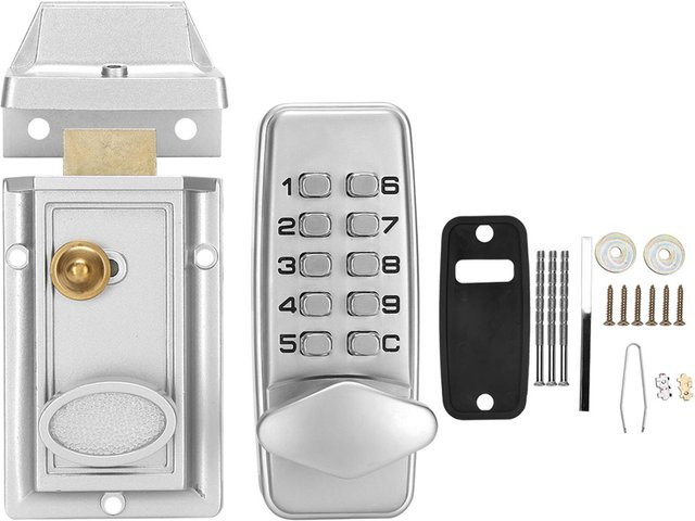 Meterk Digitales Passwort-Türschloss mit mechanischem Code, wasserdichtes elektronisches Schließfach in Grau und Silber - Bild 1
