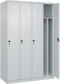C+P Spind Classic PLUS Garderobenschrank mit 4 Abteilen, Grau, H x B x T: 185 x 120 x 50 cm - Bild 1