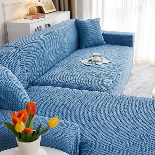 Airldianer Jacquard-Ecksofa-Schonbezug für 2-Sitzer, dehnbar und rutschfest, Farbe Himmelblau - Bild 1