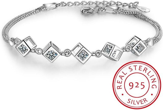 Allbestart Armband, 925 Silber, Weiß, Kristall, Zirkonia, Damen - Bild 1