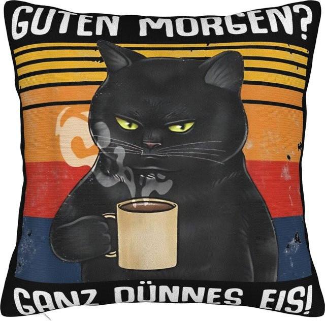 Dekorative Kissenhülle Guten Morgen Ganz Dünnes Eis mit Print, Peach Skin Material, B x H: 18 x 18 cm - Bild 1