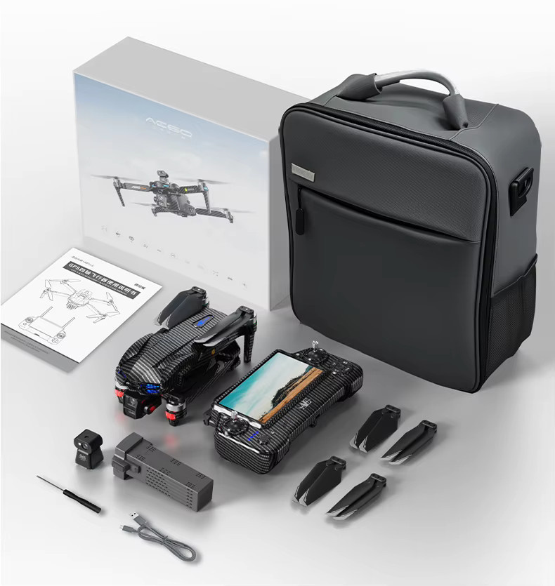 WDSZKMYF AE60 GPS-Drohne mit 4K HD-Kamera, 3-Achsen-Gimbal, 360° Hindernisvermeidung und 5,5-Zoll-Touchscreen-Fernbedienung, faltbarer Quadcopter mit 5G FPV in Schwarz - Bild 6