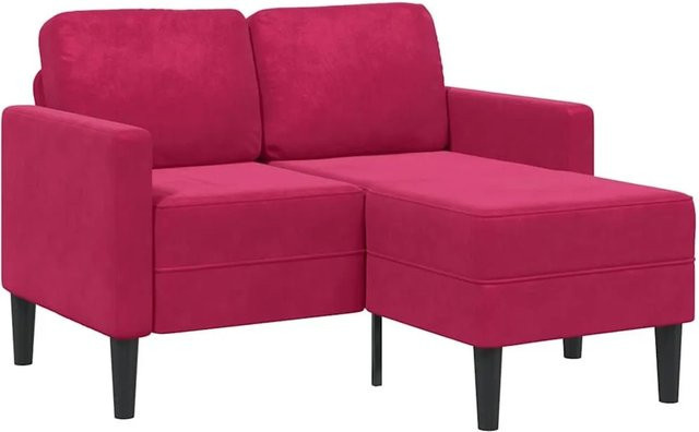 vidaXL 2-Sitzer-Sofa in L-Form mit Chaiselongue aus Samt in Weinrot - Bild 1