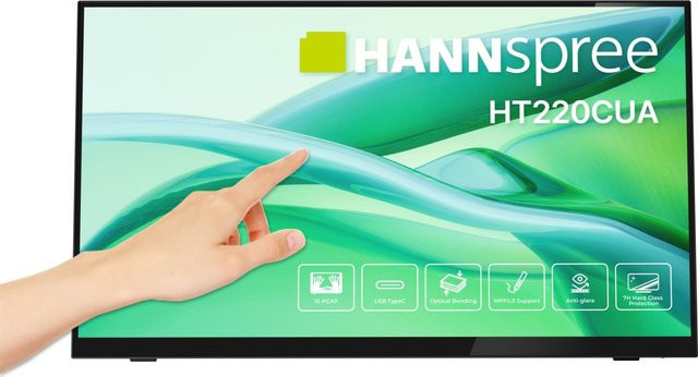 Hannspree HT220CUA Flachbildschirm 21,5 Zoll Full HD mit Touchscreen, HDMI und DisplayPort, Schwarz - Bild 1