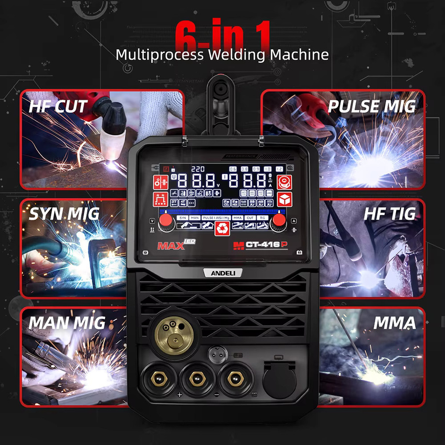 ANDELI MIG Multiprocess Inverter Schweißgerät mit MIG Puls/HF WIG/HF und Stick Funktionen für Aluminium - Bild 3