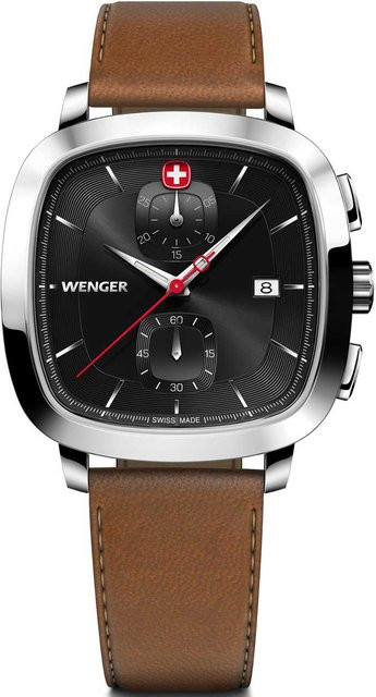 Wenger Chronograph, Edelstahl, Schwarz, Quarz, 40 mm, Herren - Bild 1