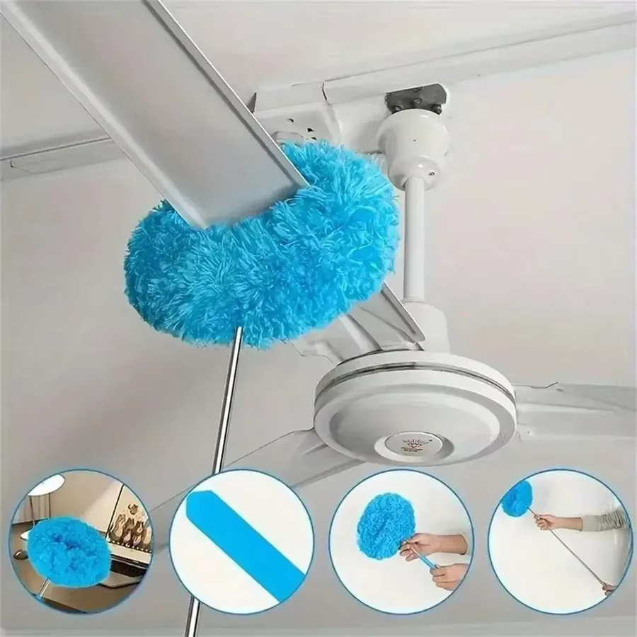 VTMANMNS Mikrofaser-Deckenventilator-Staubwedel mit langem Griff in Pink, wiederverwendbare Staubfangbürste für Haus, Wand, Dach und Ecken - Bild 2
