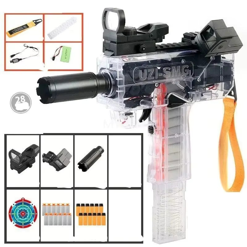 MYGVN Elektrische UZI Soft-Bullet-Blaster-Maschinenpistole, Schwarz, Bunt / Mehrfarbig - Bild 2