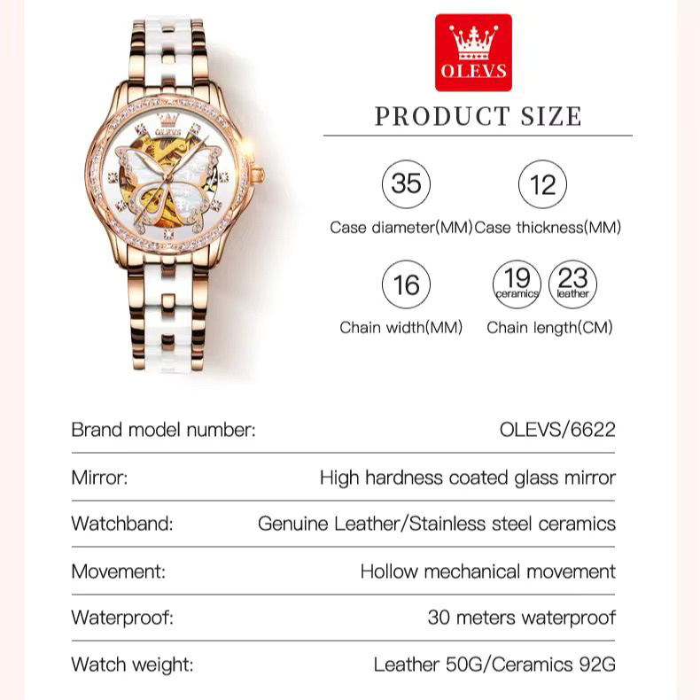 OLEVS Armbanduhr, Automatik, Edelstahl, Roségold, Diamant, Damen - Bild 4