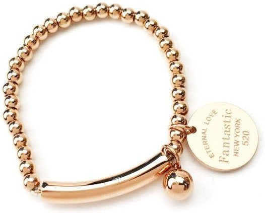 Armband Allbestart, Titanstahl, Perlen, Runde Charms, Gold Farbe, Damen - Bild 1