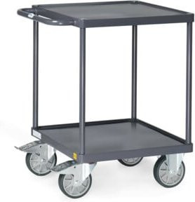 Fetra ESD-Tischwagen 9496W in Schiefergrau mit 2 Etagen und Stahlblech-Wannen, Tragkraft bis 500 kg, B/T: 60 x 60 cm - Bild 1