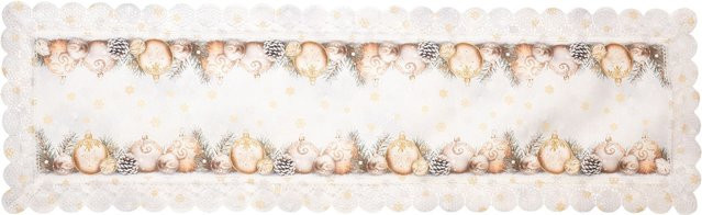Tischläufer Festtagskugeln von viva domo in Gold und Weiß, B/H: 140 x 40 cm - Bild 1