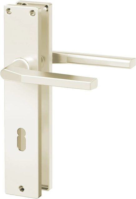 BASI Langschild-Garnitur ZB 4100 Eckig aus Aluminium in Silber mit Lochung Buntbart - Bild 1