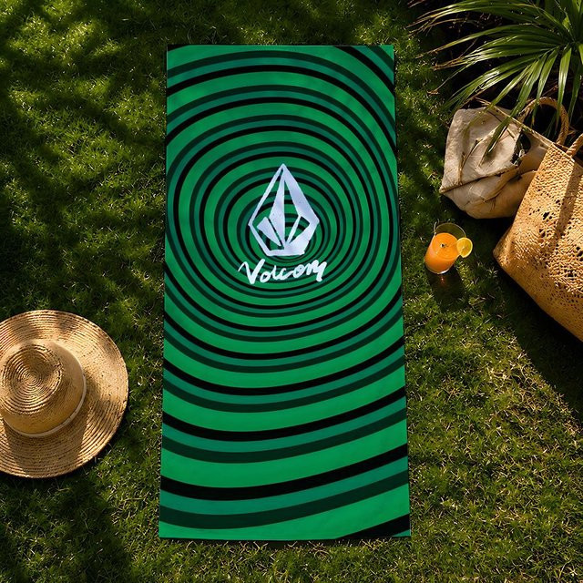 V-Volcom Handtuch aus Mikrofaser, schnelltrocknendes Strandtuch in Grün, Breite: 50 cm, Länge: 100 cm - Bild 1