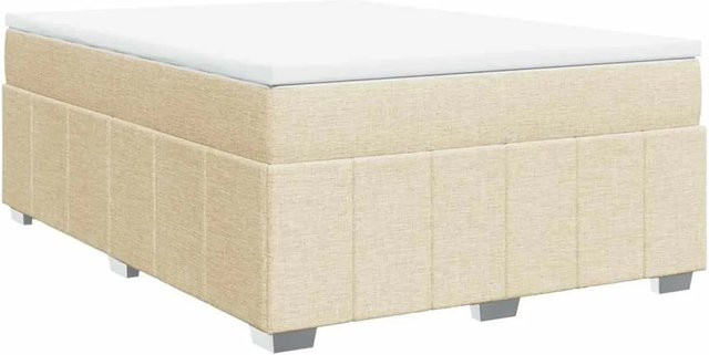 vidaXL Boxspringbett Hybrid mit Matratze und Taschenfederkern in Creme, B/T: 140 x 190 cm - Bild 1