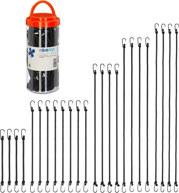 Relaxdays Spanngummis Set in Schwarz, 24er Packung mit 5 verschiedenen Größen, Gewicht: 1,3 kg - Bild 1