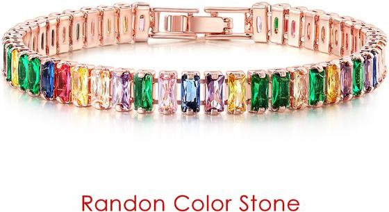 Wucifang Jewelry Tennis Armband, Gold, Diamant, Kristall, Zirkonia, Damen - Bild 1