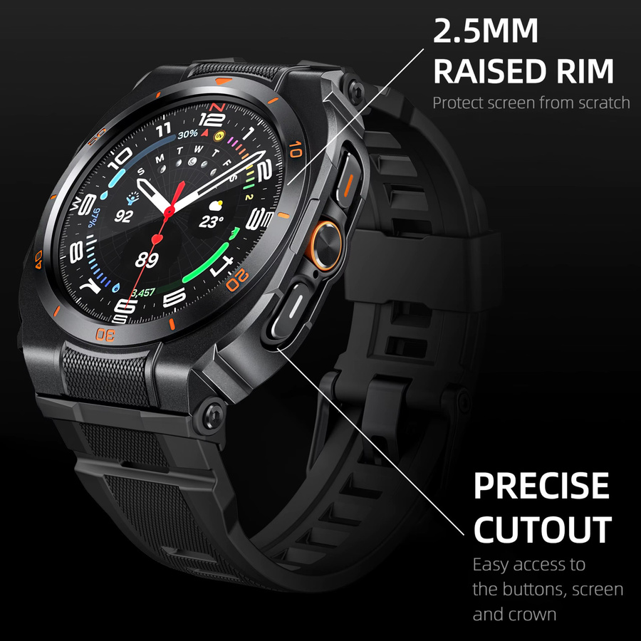 OAKCHARM Uhrenarmband Silikon, Edelstahl, Schwarz, Samsung Galaxy Watch Ultra 2025 47mm, Galaxy Watch 7 Ultra 2, Unisex - Bild 2