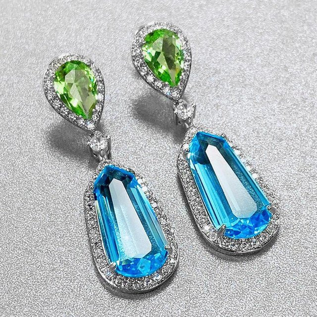 Ohrringe 925 Silber, Aquamarin, Zirkonia, blau, Damen - Bild 1