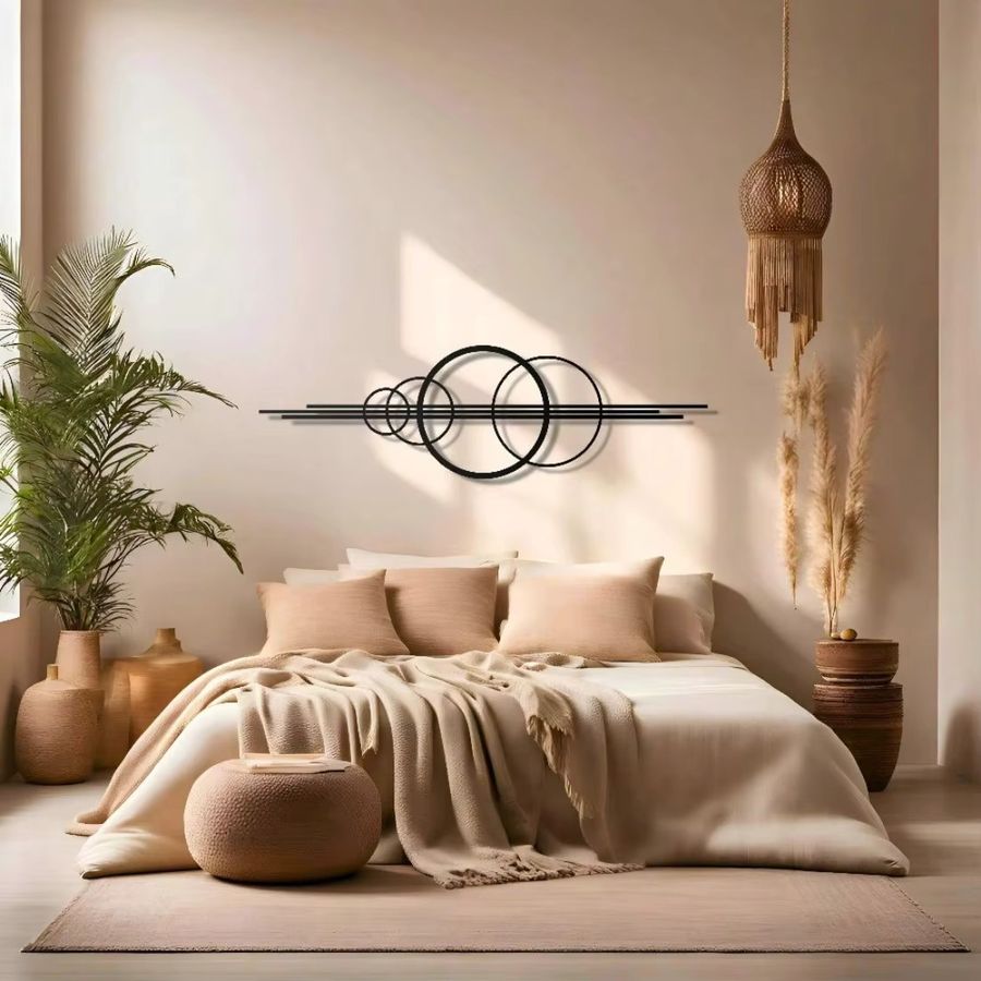 CIFBUY Wandkunst-Dekor aus Metall mit modernem geometrischem Kreis-Design für Wohnzimmer und Büro - Bild 3