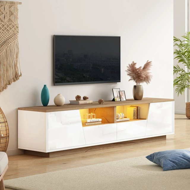 Merax TV Lowboard mit LED, 2 Türen und 2 Schubladen, modern, B/T/H: 180 x 40 x 46 cm - Bild 1