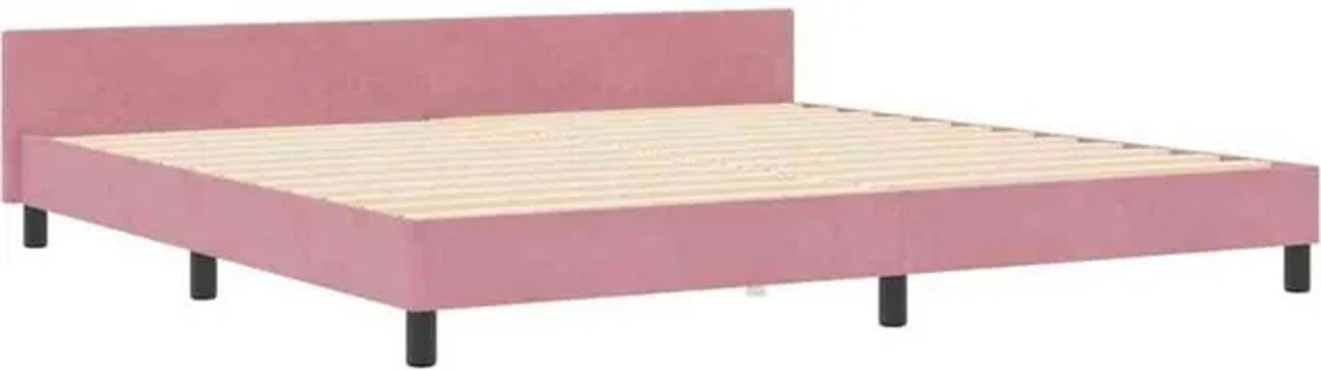 Modernes Polsterbett mit Kopfteil von vidaXL in Rosa aus Samt und Kiefer, B/T: 200 x 200 cm - Bild 1