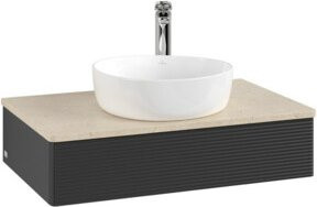V&B Waschtischunterschrank Antao mit Frontstruktur und Beleuchtung in Blau, B/T/H: 80 x 50 x 19 cm - Bild 1