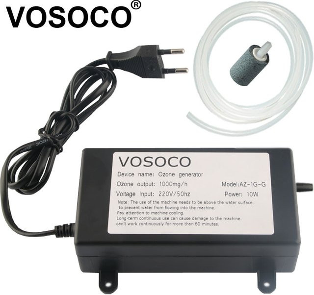 VOSOCO Ozongenerator 1000 mg Ozonisator zur Luft- und Wasserreinigung sowie zur Desodorierung von Obst, Gemüse und Fleisch in Schwarz - Bild 1