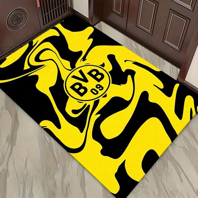 NuanSue Home BVB FC Teppich Schwarz Gelb, rutschfeste Bodenmatte für Wohnzimmer und Kinderzimmer, B/B: 40 x 60 cm - Bild 1