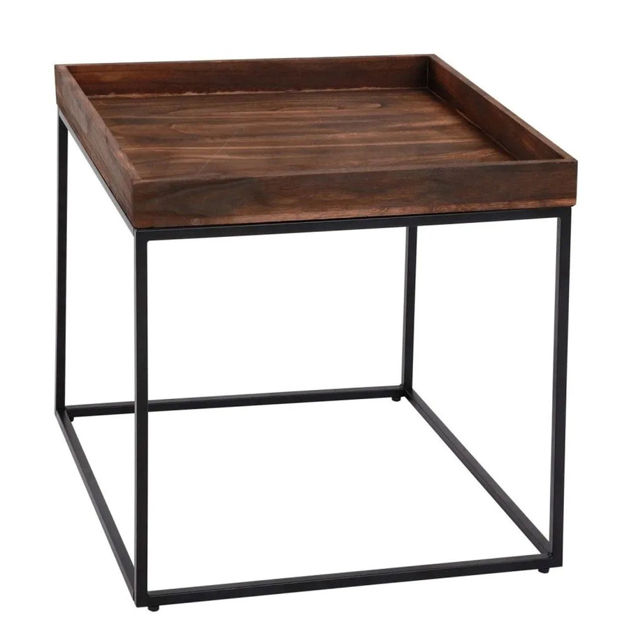 Beistelltisch MCW-K71 aus Paulownia-Holz und Metall in Dunkelbraun, B/T/H: 60 x 60 x 60 cm - Bild 3